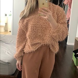 Zara Pink Fringe Oversized Sweater